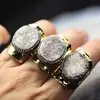 AM-YGH308 High Quality White AB Crystal Druzy Stone Ring ,Ring Quartz Gem Stone Women's Ring Charm Jewelry