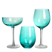 

spray blue colored crystal champagne coupe goblet glass set wholesale