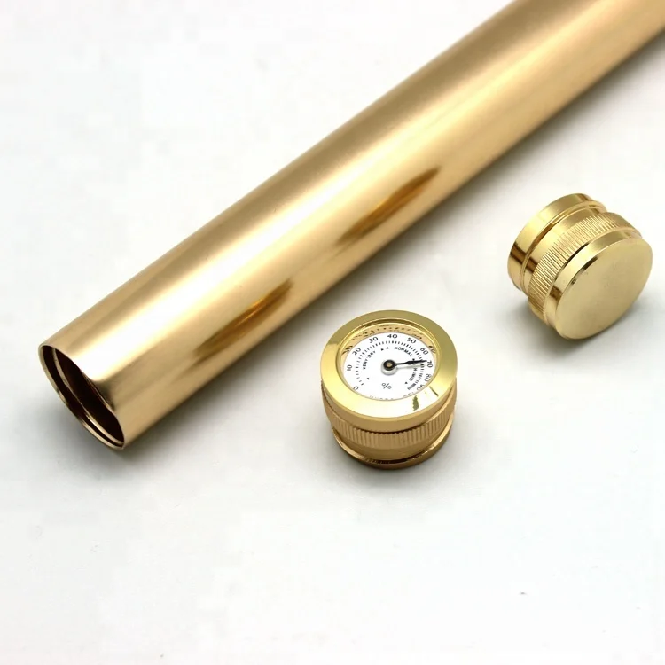 

portable gold aluminum single cigar tube