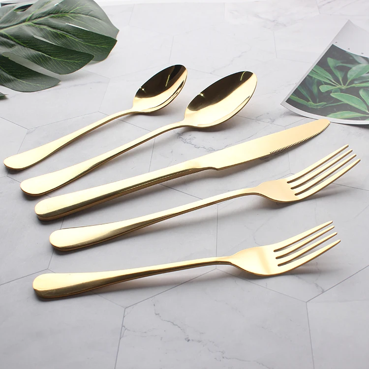 Luxury Gold Plated Set Spoons Forks Knives Stainless Steel Cutlery Set ...