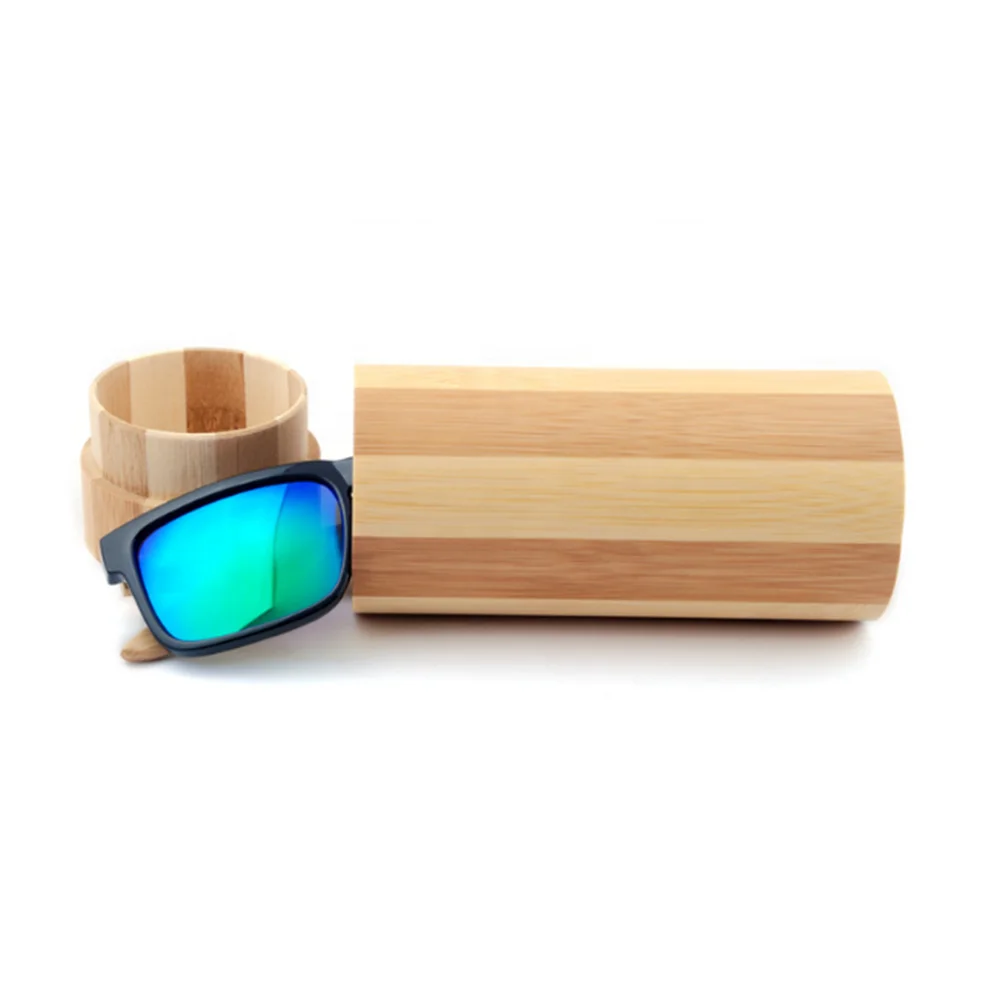 

Hand-made cylinder glasses case custom European and American high-grade wooden glasses case custom LOGO