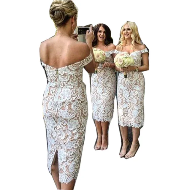 

Cheap Heart Shaped Tea Length Cocktail Bridesmaid Wedding Dresses Under 100, Custom made