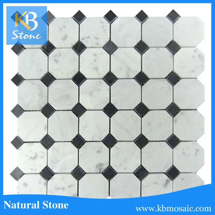 Home decoration black octagon mosaic porcelain bathroom floor