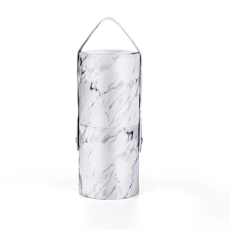 

Professional Storage Case Custom Standing Set Makeup Brush Bag With Brush Holder, Marble white