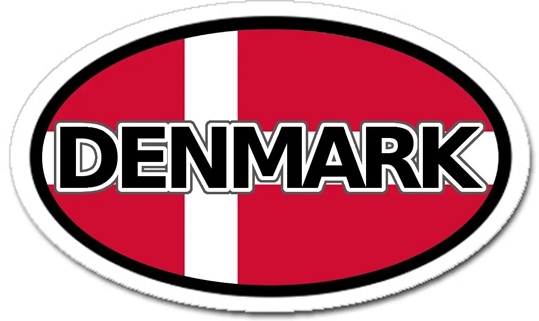 Denmark DK Danish Flag Car Bumper Sticker Decal Oval