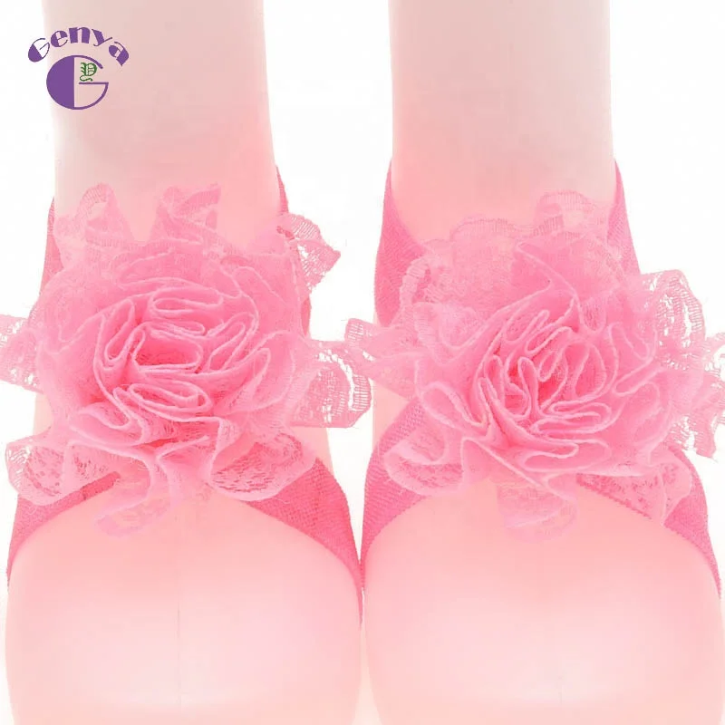 

Beautiful Soild Color Flower Baby Barefoot Sandals Newborn Baby Photo Props