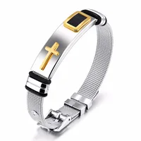 

Titanium Stainless Steel Gold Cross Adjustable Bracelet Wholesale Bracelet For Man