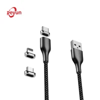 

New design Zinc Alloy Casing Two-color braided 3A fast charging usb magnetic mobile data cable for iphone Android Type-C