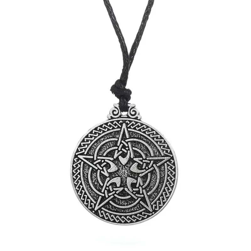 

Zinc Alloy Charms Knot Pentacle For Protection Pentagram Pendant Pagan Irish Pendant Vintage Wiccan Jewelry Necklace For Men, As picture