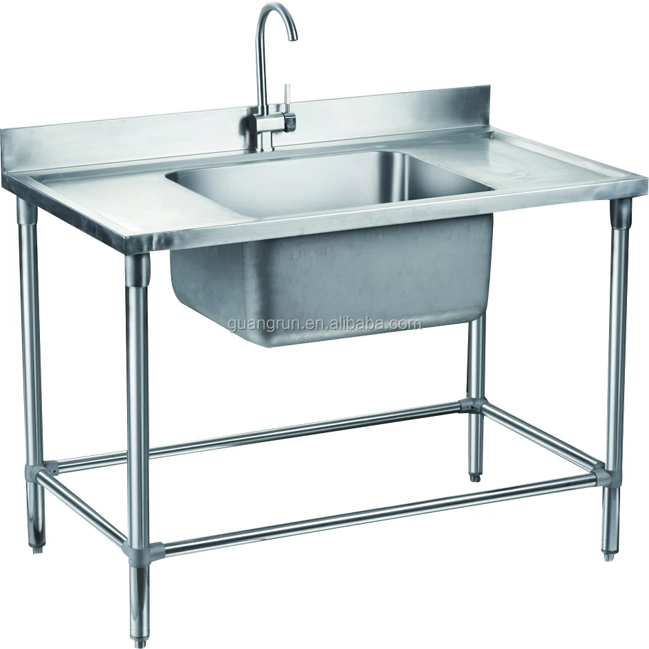 Catering Equipment Of Restaurant Used Free Standing Heavy Duty Commercial Stainless Steel Kitchen Sink With Drainboard Gr 306 Buy Mangkuk Ganda Pelayanan Makanan Sink