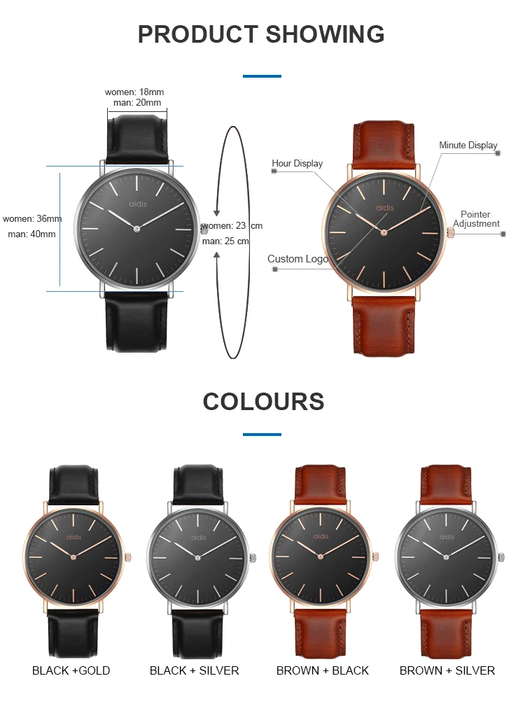 OEM Custom Logo Leather Waterproof Rose Gold Wrist Watch Japan Miyota Movement Quartz Watches Men Luxury