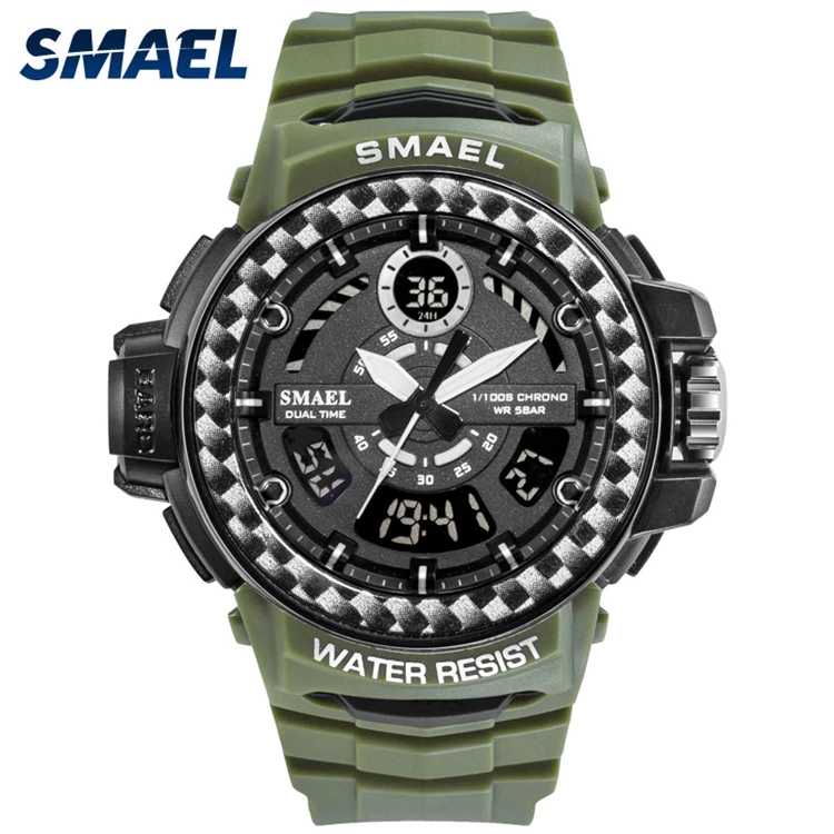 

Smael 8014 Men Watches 2019 New Luxury Brand Digital Men Clock Waterproof Dual Time Black Sport Watches Military