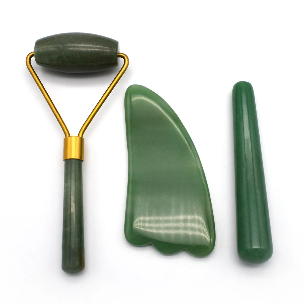 

Green Aventurine Massage Jade Facial Roller Set Natural Stone Face Set For Face Massage