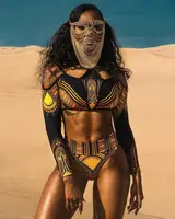 

2019 Factory Custom Made African Design Beachwear Long Sleeve Women Swimsuit