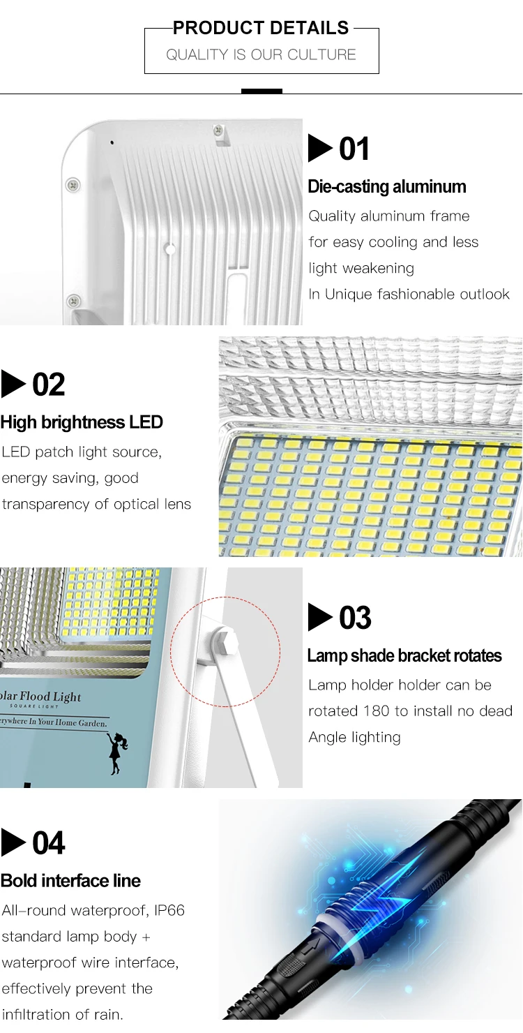 Outdoor IP66 waterproof Die-casting aluminum 30w 50w 70w 100w solar street light