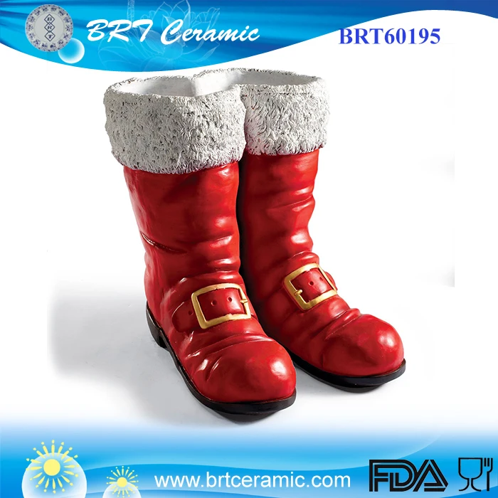 bright red christmas ceramic boot shape