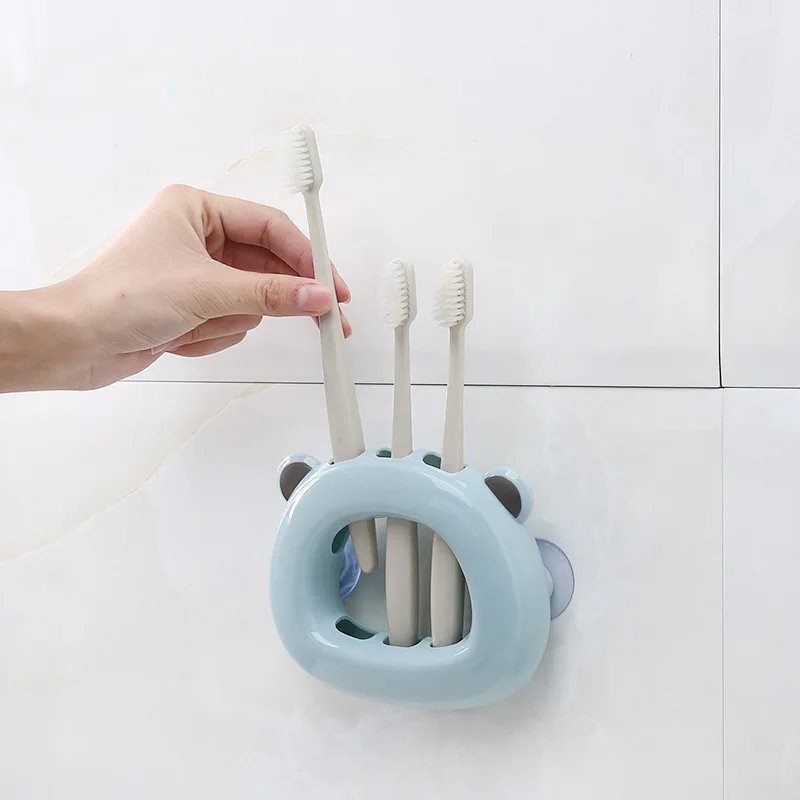 

Creative Suction Cup Toothbrush Rack Cartoon Toothbrush Receptacle Box Saves Bathroom Space Receptacle Daily Household Items, Blue/pink/green