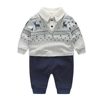 

New Fashion Cotton Long Sleeve Tie Gentleman For Baby Boy Party Rompers Infant Jumpsuits Clothing