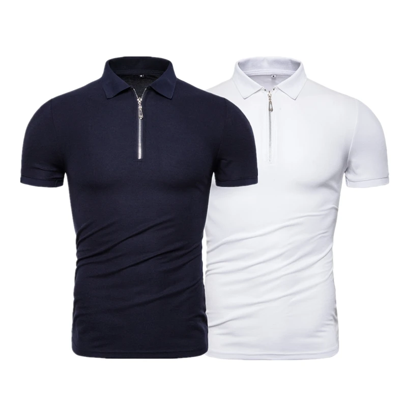 

Custom Embroidery Logo Cheap Mens Half Zip Up Quick Dry Polo Shirts