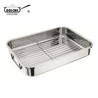 

Stainless Steel Serving Tray Square Roasting Pan With Rack