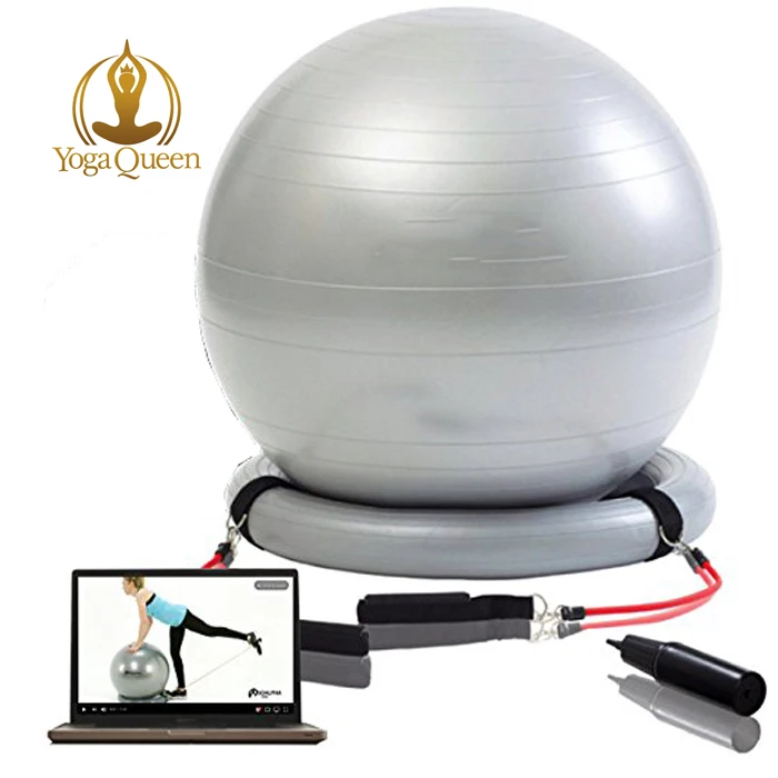 Yoga Ball With Stability Base /set With Handles + Workout Ball Pump