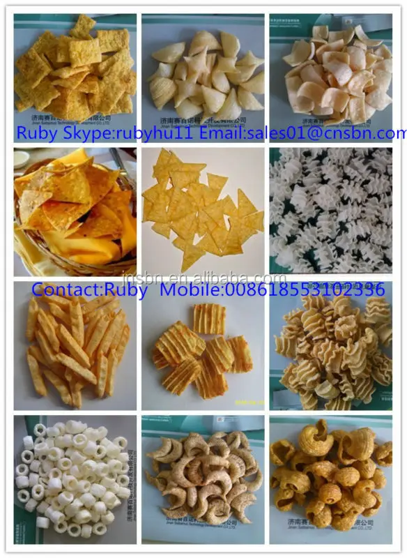 Fried Bugle snack food making machine/pellet chip processing line with 120kg/h