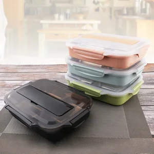 Image of customized stainless steel compartment lunch box eco-friendly children students school outdoor camping food container