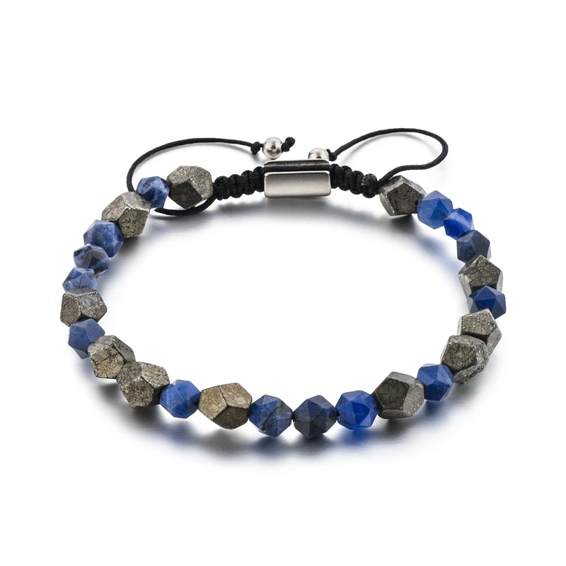 

Fashion Gemstone Bead Bracelet Handmade Adjustable Rope Charm Bracelet Men, Same as picture