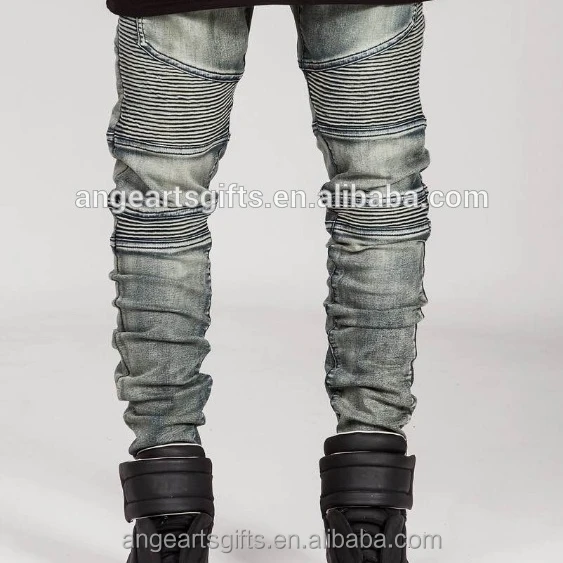 

2016 Jeans European and American street BIKER JEANS locomotive men Tide folds Slim jeans, Navy blue;grey;black