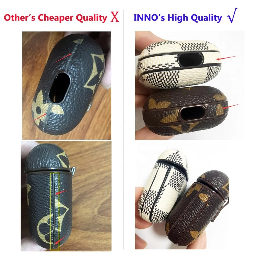 
High Quality for Airpods Case Luxury Designer Leather Airpod Cover Fashion Shockproof Protective Case for Airpods 1 & 2 