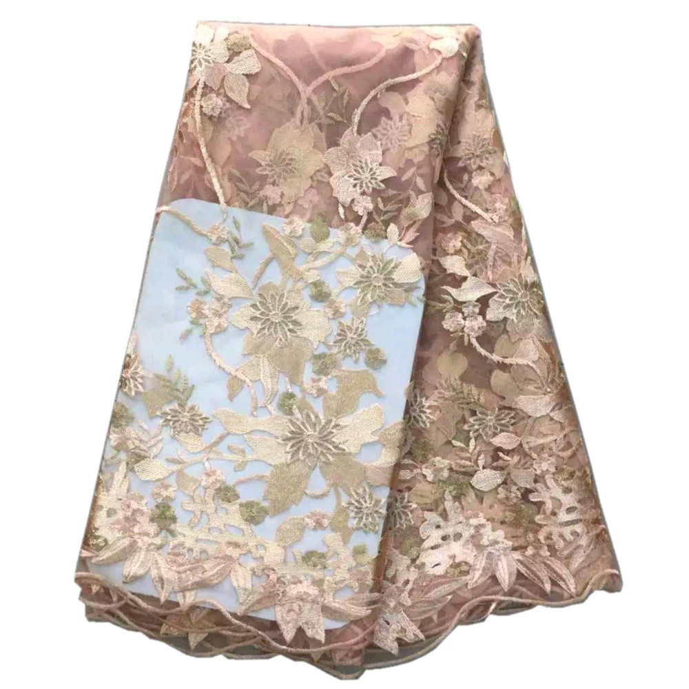 

Pink lace fabric african fashion french net lace fabric wholesale HY0370