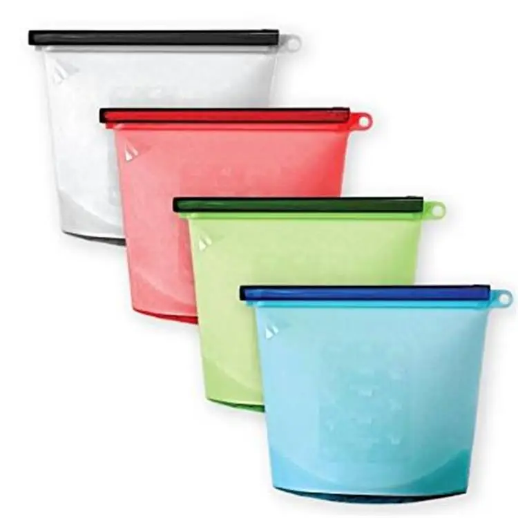 

Hot Sales Reusable Silicone Safe Food Fresh Storage Bag, Red/blue/white/green or according to customers' requests.