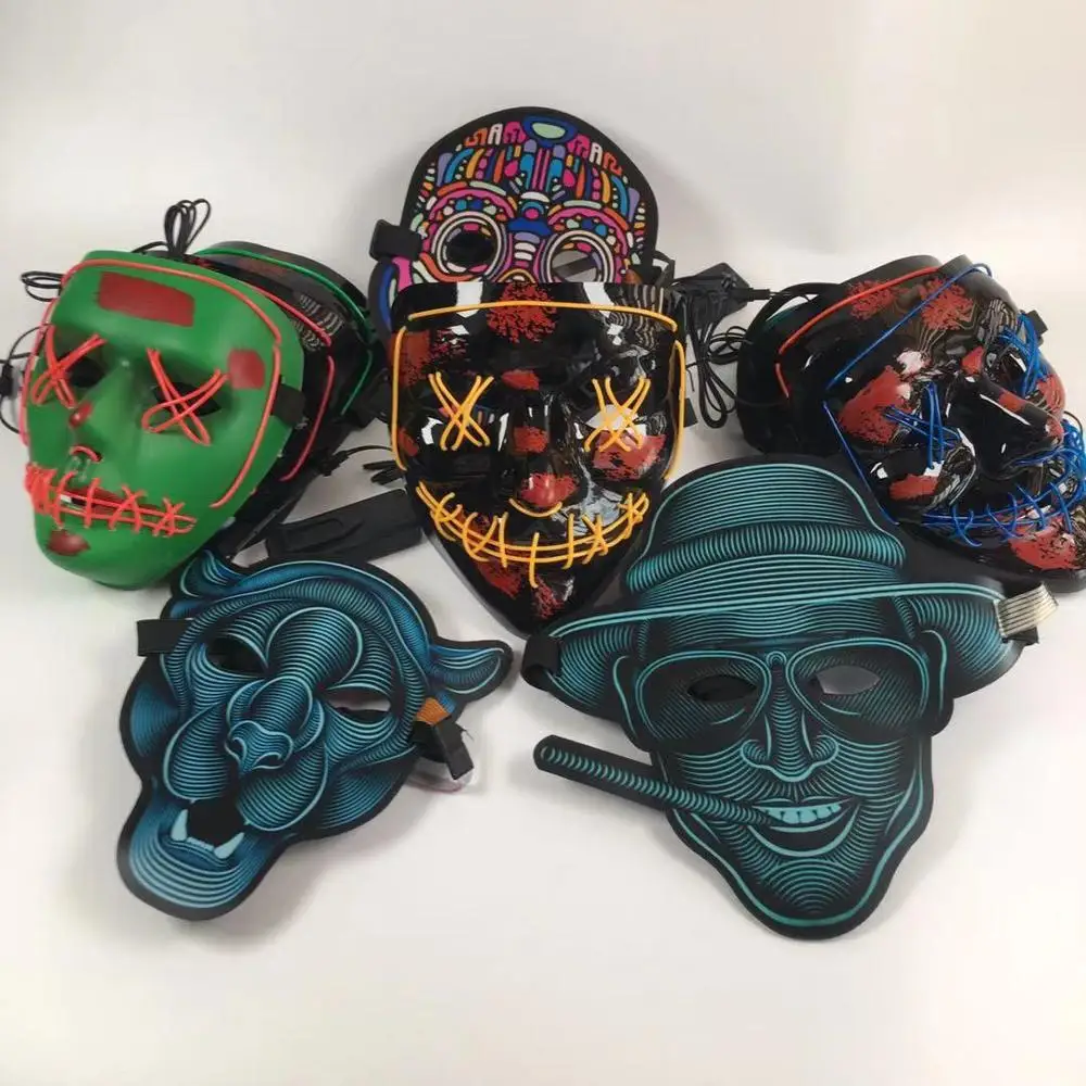 
New Design Halloween party mask blue color LED light mask glow Led party rave mask 