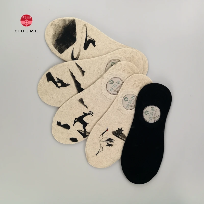 

China new material make your own design custom logo facial makeup no show socks