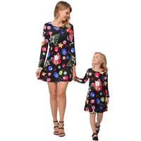 

Mother Daughter Matching Floral Autumn Winter Long Sleeve Christmas Casual Fall Clothes Outfits Mom and Daughter Dress