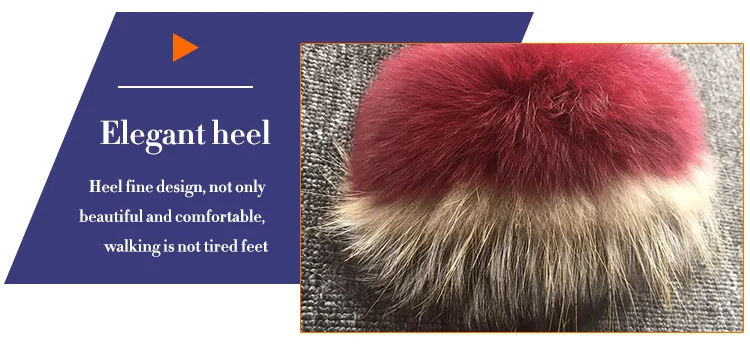 New Arrivals Woman Big Fluffy Furry Slides Raccoon Fox Fur Slides