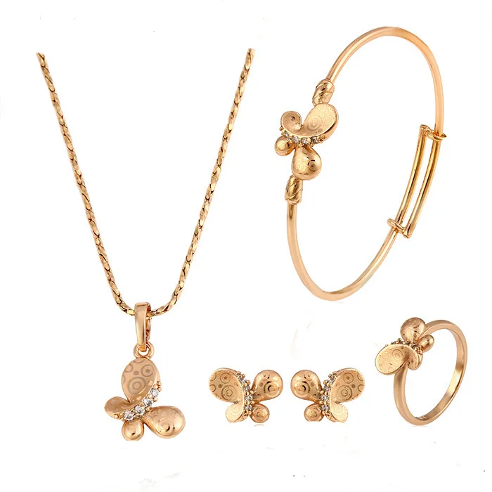 

62791 xuping beautiful popular 18 k gold plated baby butterfly jewelry set