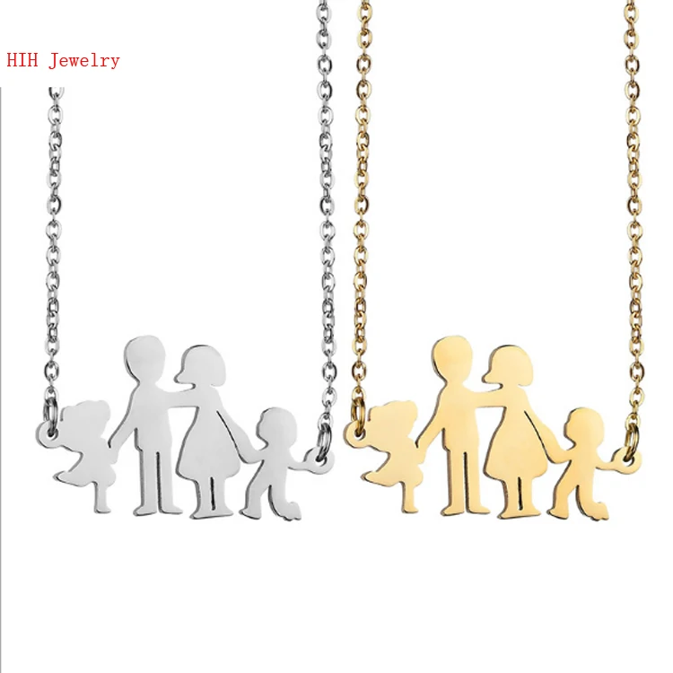 

Custom Fashion Family Pendant Necklace Father Mother Son Daughter Stainless Steel Can Engrave Name Charm Family Love Necklace, 18k gold, silver, rose gold, etc
