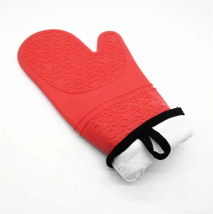 

Heat Resistant BBQ Silicone Oven Gloves Mitt with Cotton Lining