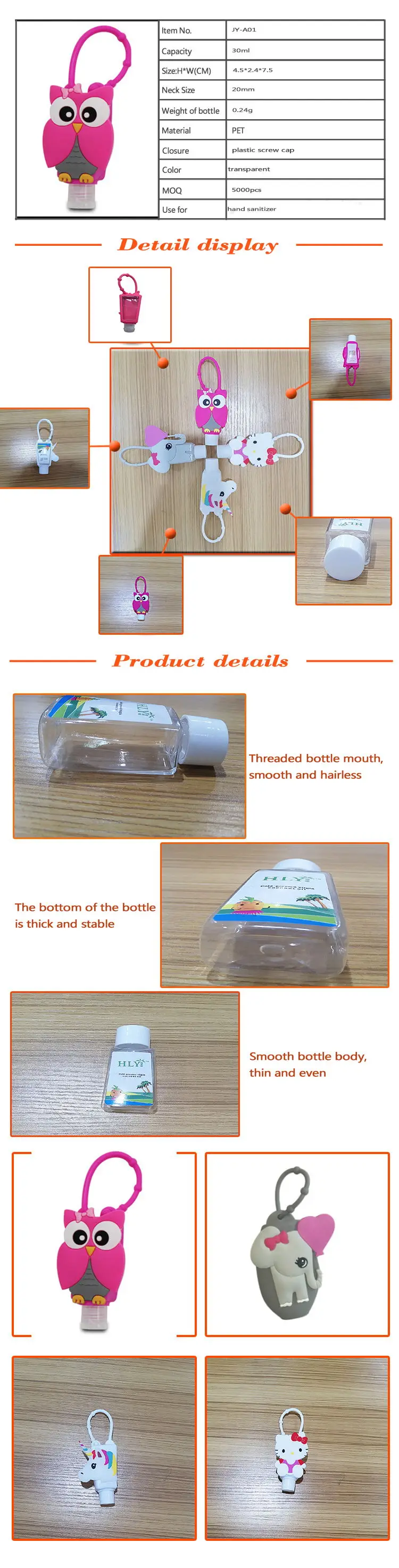 Empty 1 oz 30mL Plastic Keychain Bottles with Silicone Sleeve for Liquid Soap