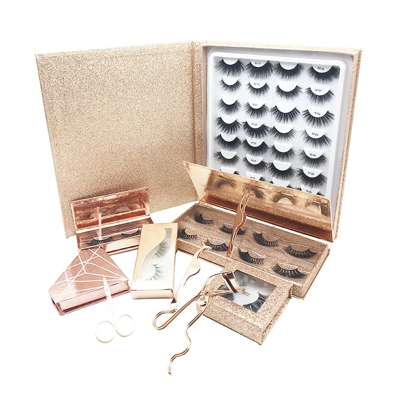 

Custom Box Private Label Eyelashes Packaging Box Empty Rose gold lash KIt, Cmyk