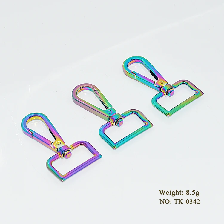 

Wholesale metal Rainbow dog leash swivel hook for handbags metal big snap hook, Rainbow or customized