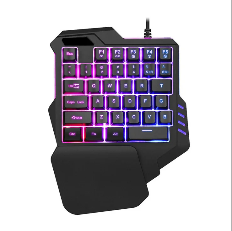 One-Handed Keyboard Left Hand 7 Light LED Mini Keyboard Gaming Keyboard