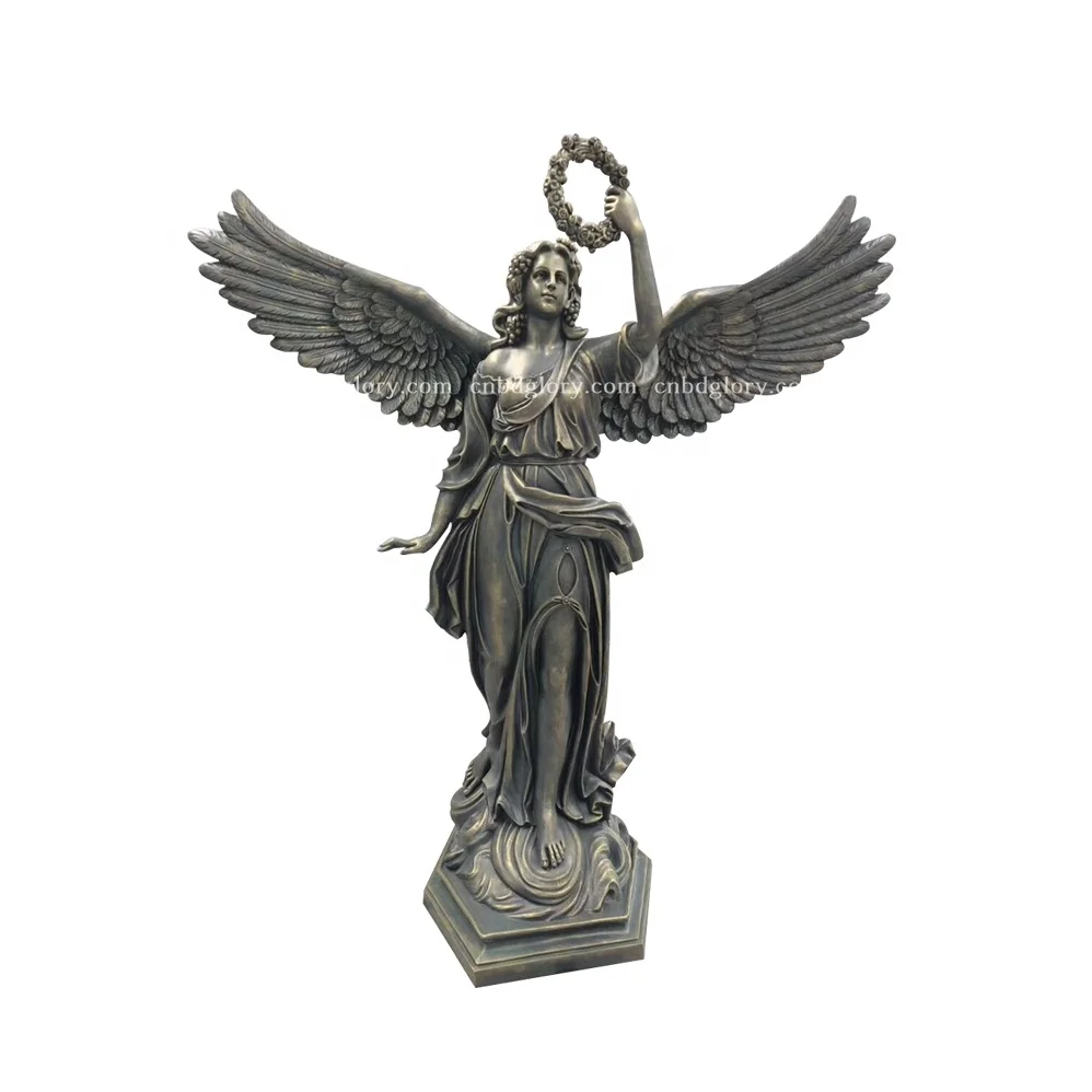 教堂装饰玻璃纤维翅膀火炬女神雕像