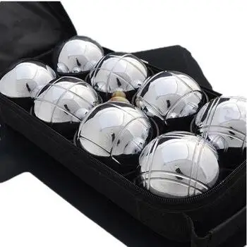 Petanque set black bag 4 silver 4 red balls 8 ball 73mm Metal Boules 