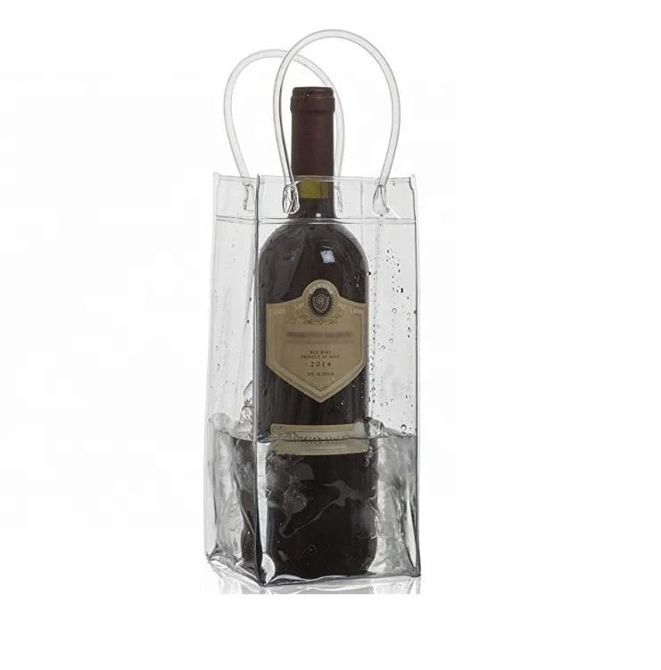 

wine cooler bag custom easy to carry outdoor travel single chill clear pvc wine ice bag logo