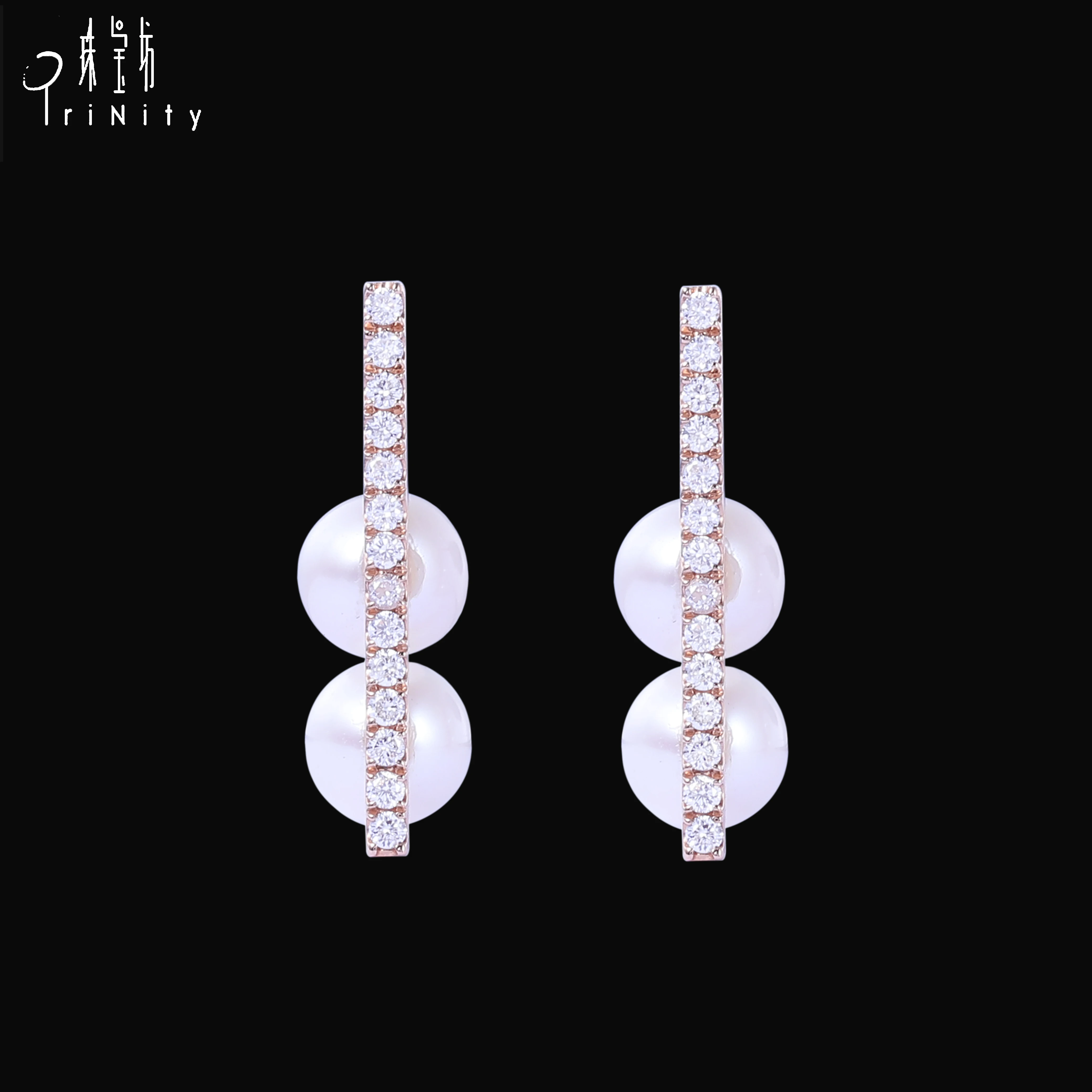 

Hot ! 2019 Latest Design Real Diamond and Pearl Earrings for Women Girl in 18K Rose Gold colour Earring Jewellery