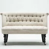 Wooden Chair Fabric Design Lounge French Solid Wood Hotel Style Tub Frame 2 Seater Leisure Tufted Sofa