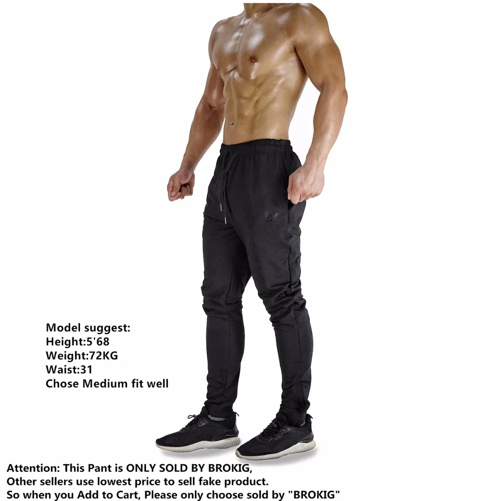 BROKIG Mens Vertex Gym Joggers Sweatpants Tracksuit Jogging Bottoms Running Trousers with Pockets 