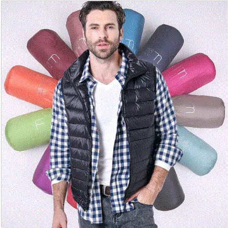 

Black Sleeveless Down Vest Jacket Winter Men Jacket, As pictures show